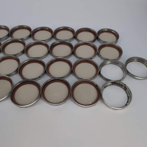 Twenty Two (22) Wide Mouth Mason Jar Metal 2 pc Lids Caps Covers Closures - FAIR - Picture 8 of 10
